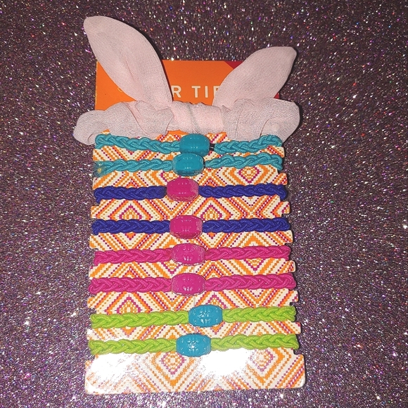$4 Target 8 Pack Hair Ties & 1 Remington Pastel Pink Bunny Scrunchie - Picture 1 of 4